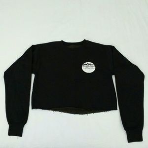 Black Cropped Crew Neck California Sweater